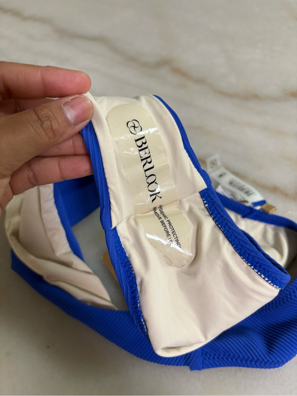 Berlook Blue Ribbed Two-Piece Swim Bikini SIZE Small - Picture 3 of 8